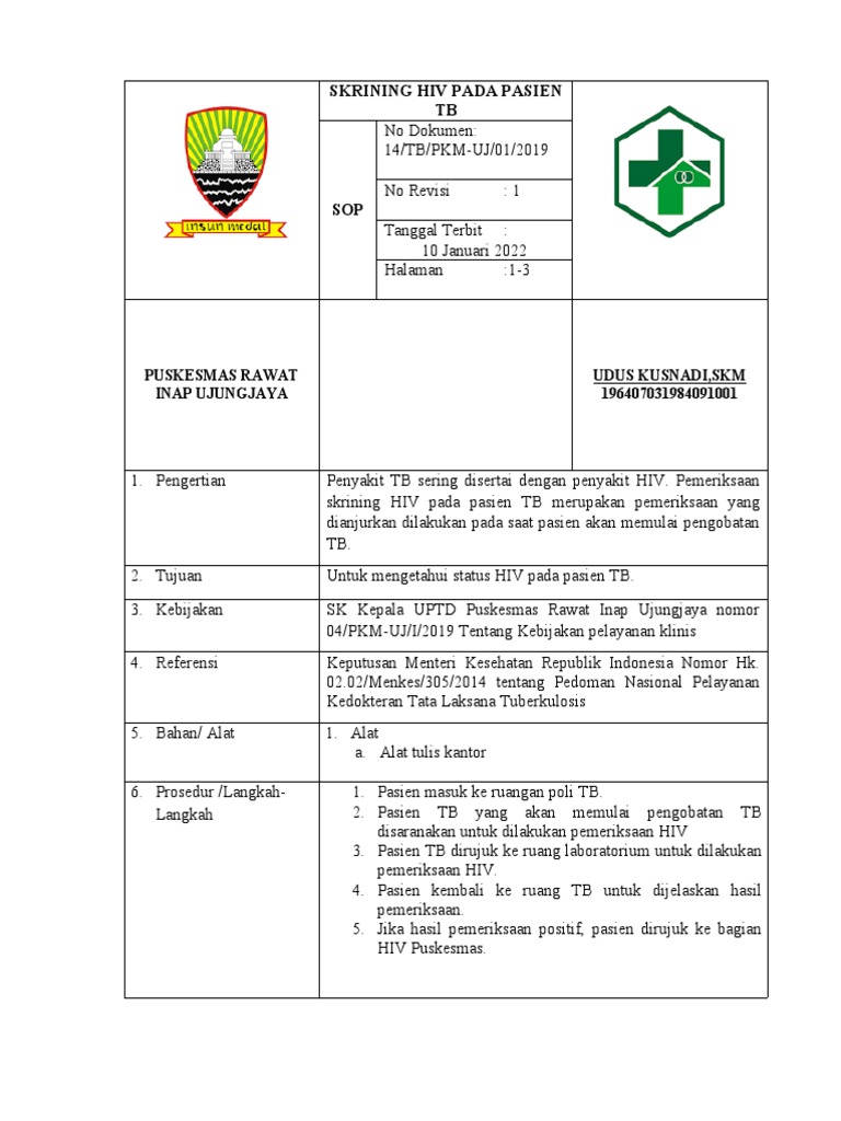 Sop Skrining Hiv Pada Pasien TB | PDF