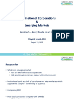 Multinational Corporations & Emerging Markets: Session 5 - Entry Mode in An EM