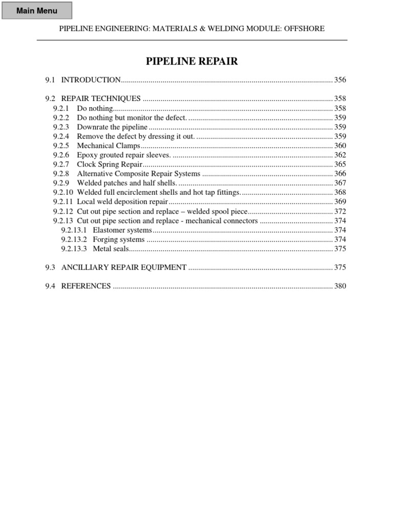 Oil And Gas Pipeline Repair Offshore Pdf Pipe Fluid Conveyance