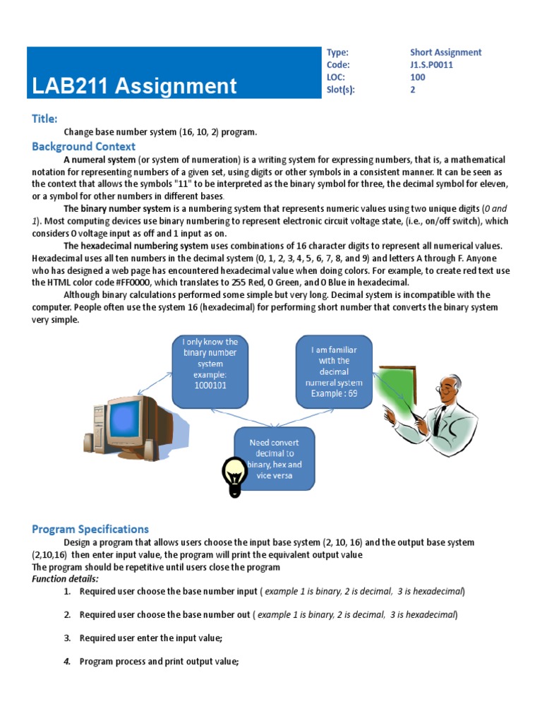 Base Conversion Program (BIN, DEC, HEX) | PDF | Input/Output | Encodings