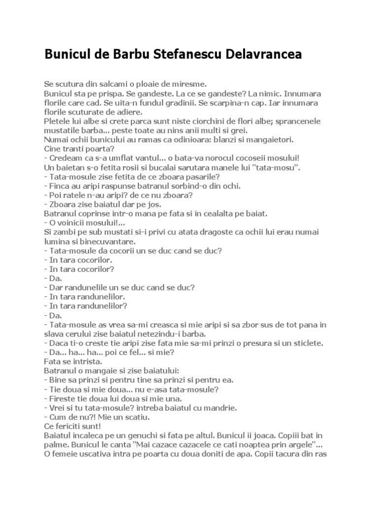 Bunicul De Barbu Stefanescu Delavrancea Bunicul de Barbu Stefanescu Delavrancea | PDF