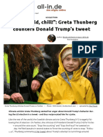 US Election - Chill Donald, Chill! - Greta Thunberg Counters Donald Trump's Tweet