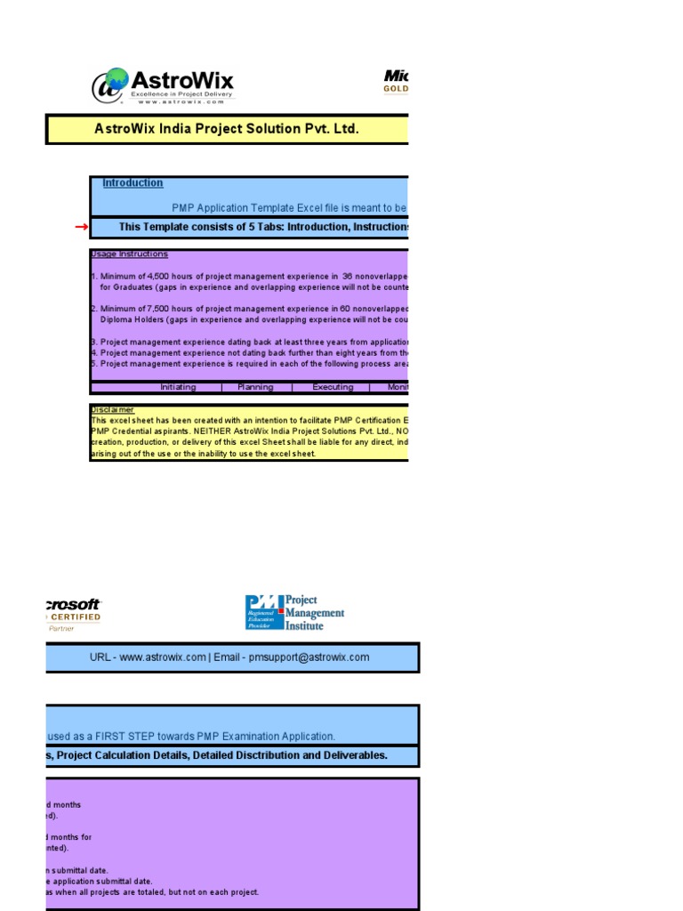 PMP Application Template | PDF | Business