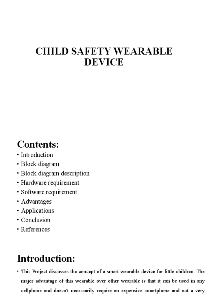pptCHILD SAFETY WEARABLE DEVICE PDF Wearable Technology Arduino