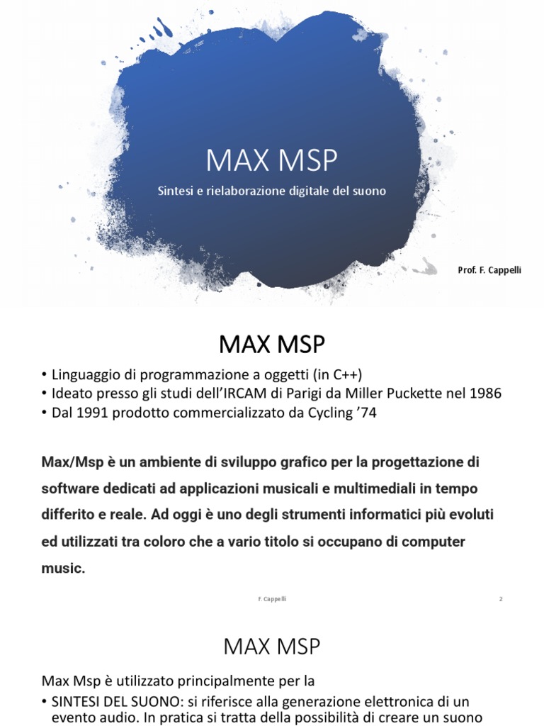 MAX MSP BASI E SINTESI Slide | PDF