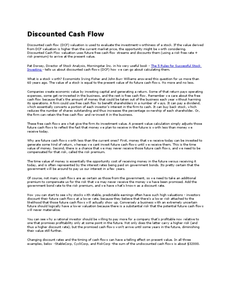 Discounting Cash Flow | PDF | Discounted Cash Flow | Valuation (Finance)