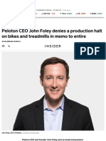 PTON - 20220120 - Peloton CEO John Foley Denies Production Halt On Bikes and Treadmills