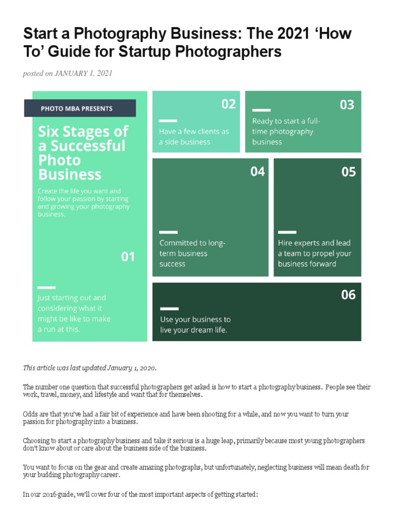 Starting Your Photography Business Guide | PDF | Limited Liability ...
