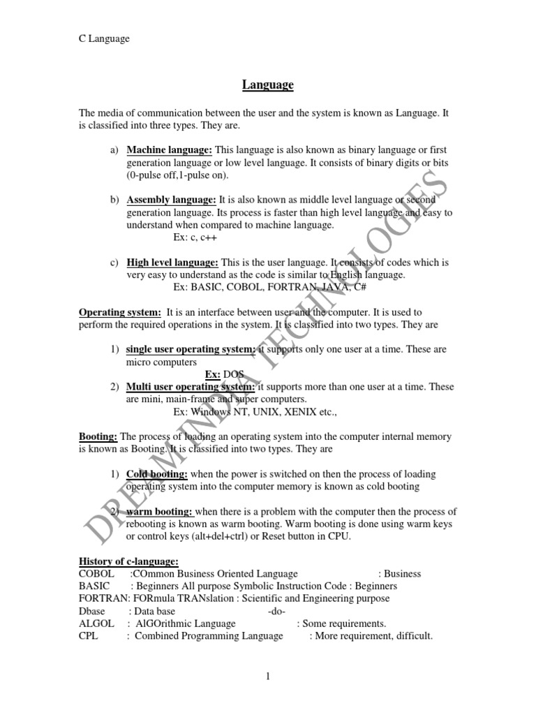 Jayanth C Language | PDF | Variable (Computer Science) | Control Flow