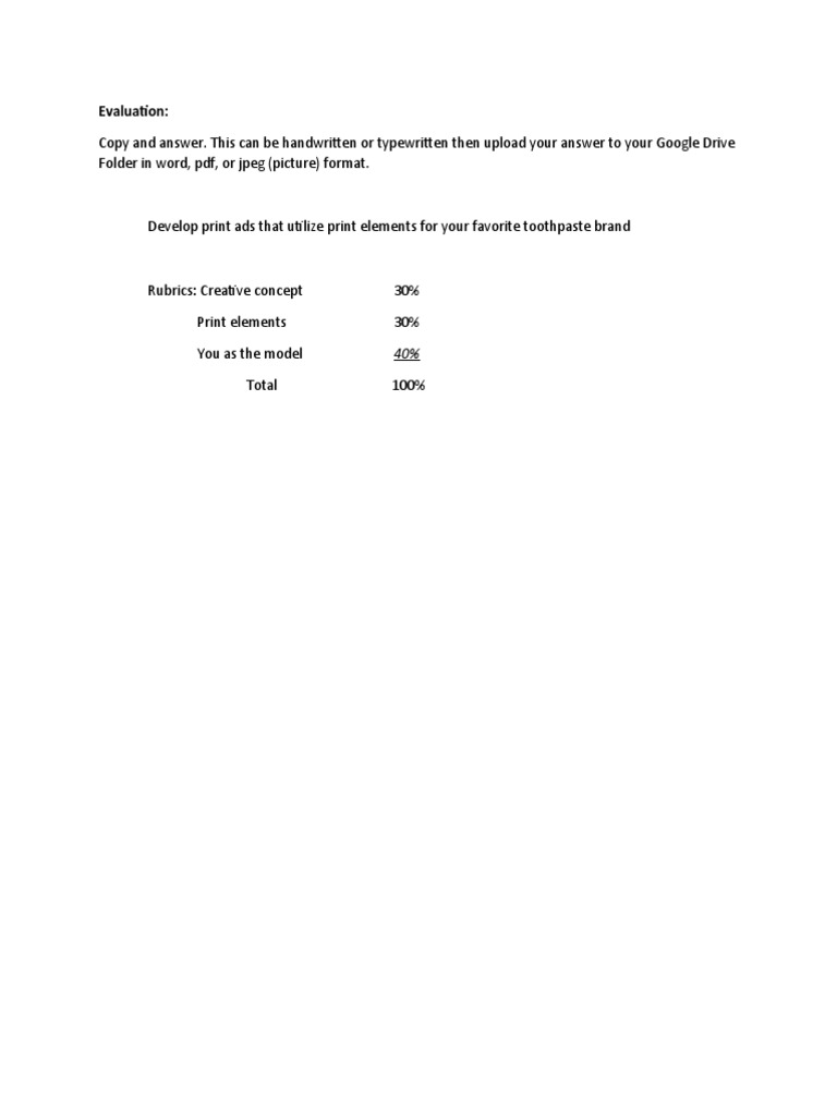Toothpaste Print Ad Evaluation Guide | PDF | Career & Growth | Business