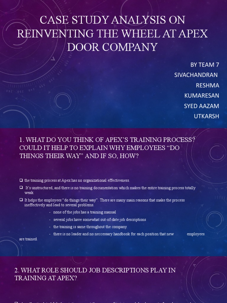 Case Study Analysis On Reinventing The Wheel at Apex Door Company PDF