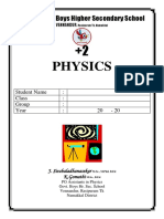 Government Boys Higher Secondary School Physics Book Back MCQ's