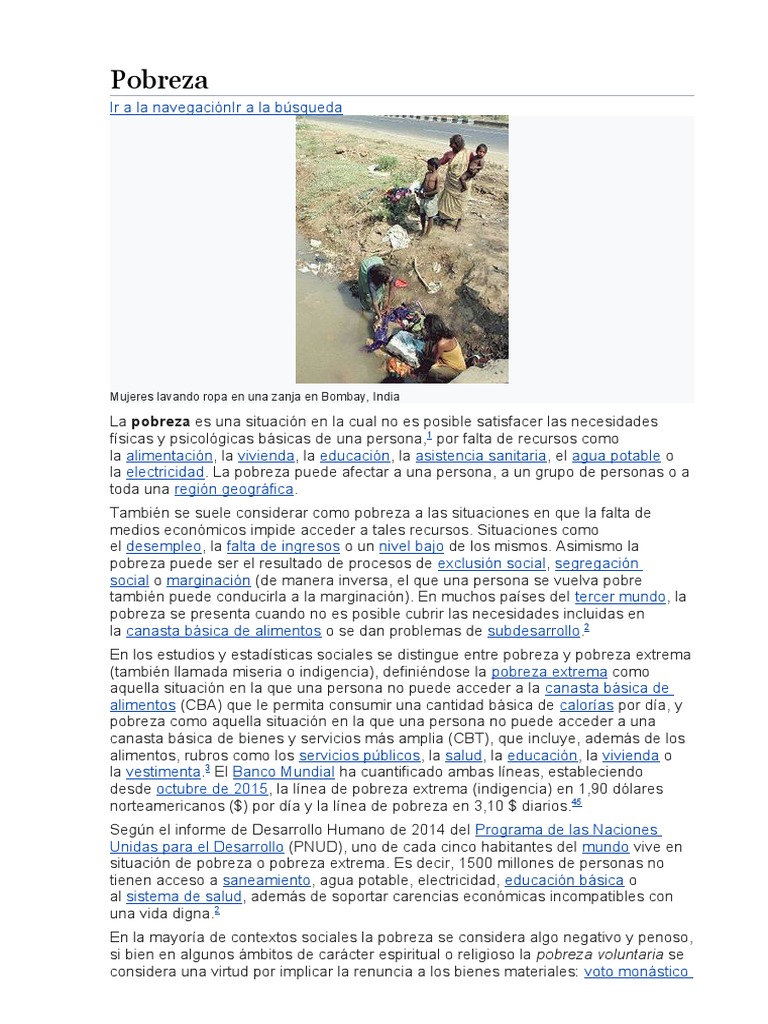 La Pobreza A Nivel Mundial | PDF | Pobreza | Pobreza e indigencia