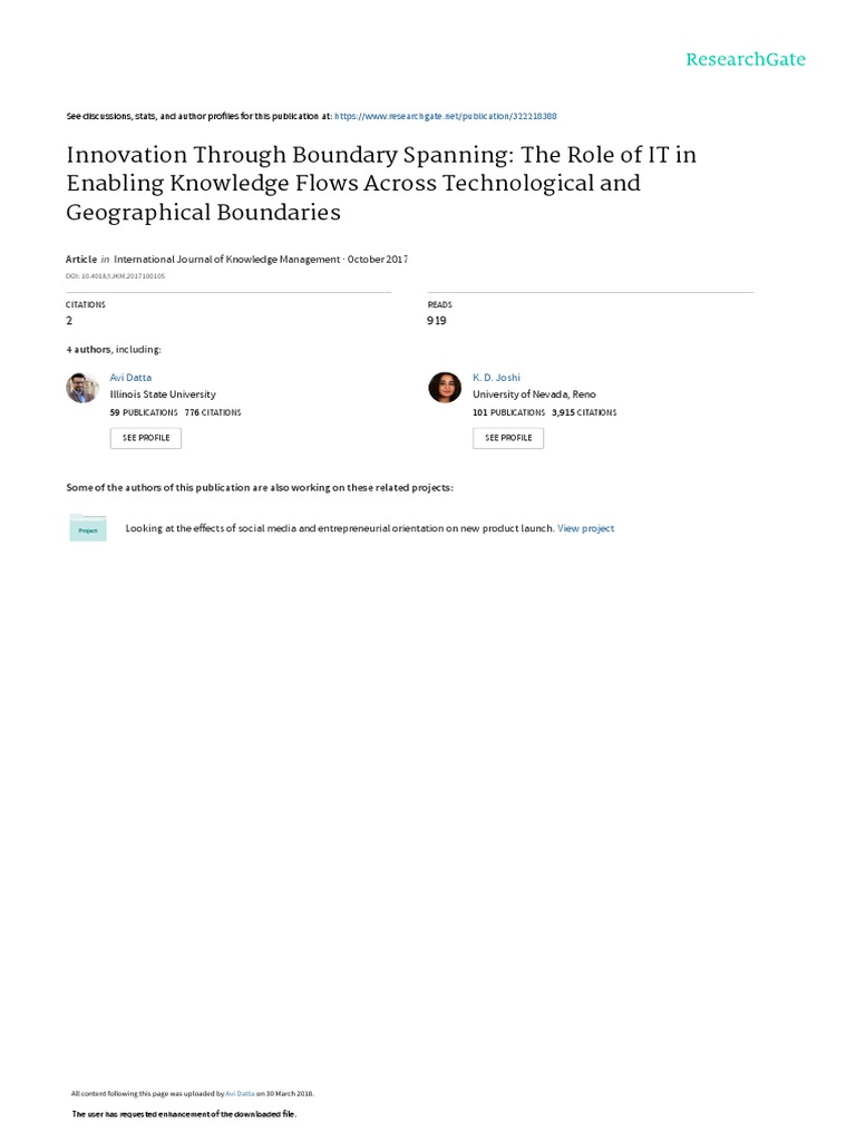 Innovation Through Boundary Spanning - The Role of IT in Enabling ...
