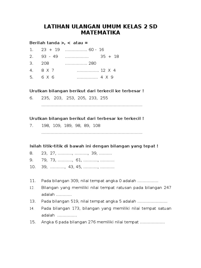 Latihan Matematika Pdf