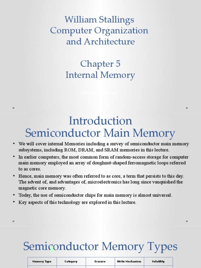 Week 9 Internal External Memories PDF Random Access Memory