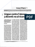 Lingue contro l'Ateneo, 3 docenti