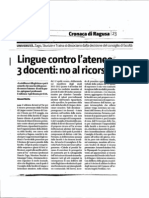 Lingue Contro L'ateneo, 3 Docenti: No Al Ricorso