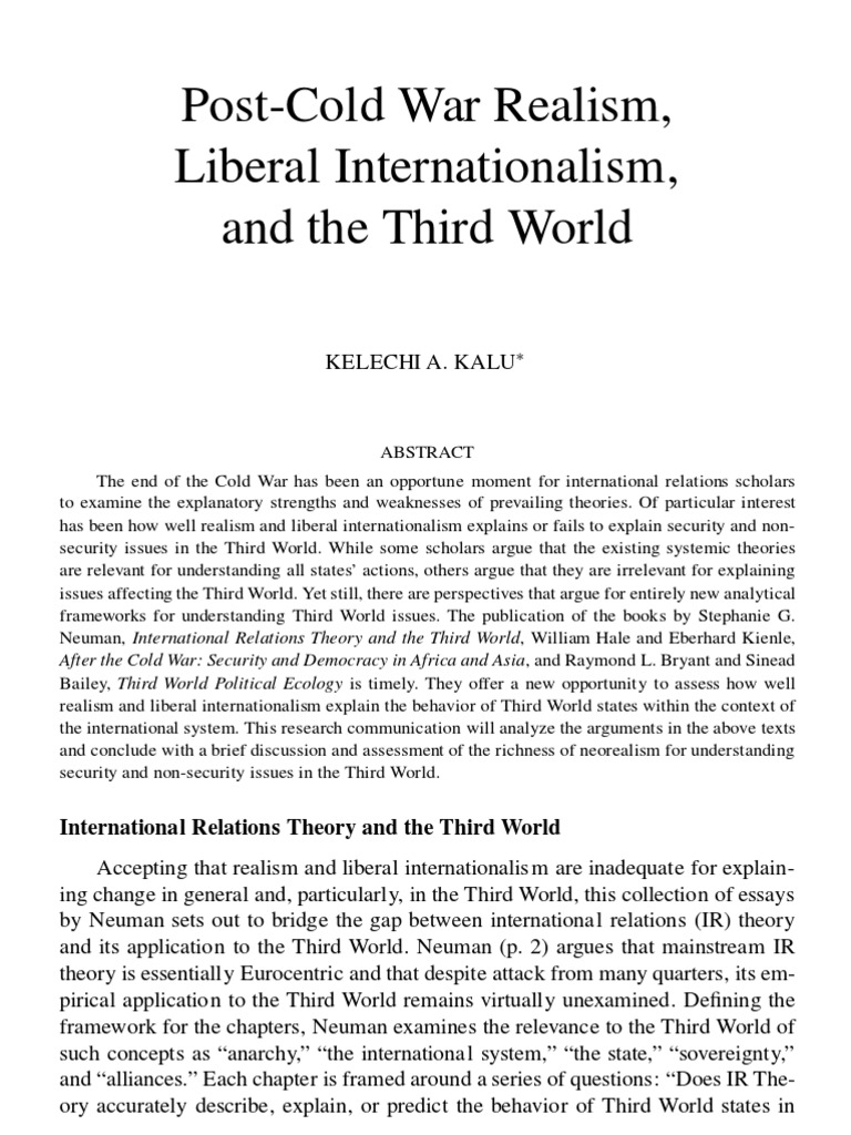 IR Theories and the Third World Context | PDF | International Relations ...