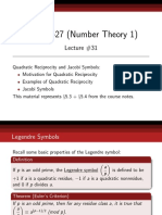 3527 Lecture 31 Quadratic Reciprocity Jacobi Symbols