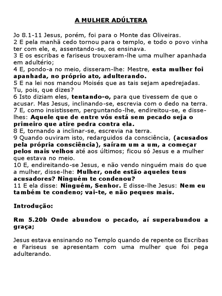 A Mulher Adúltera | PDF | Pecado | Jesus