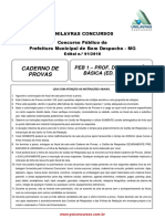 Caderno de Provas: Peb 1 - Prof. de Educação Básica (Ed. Infantil)