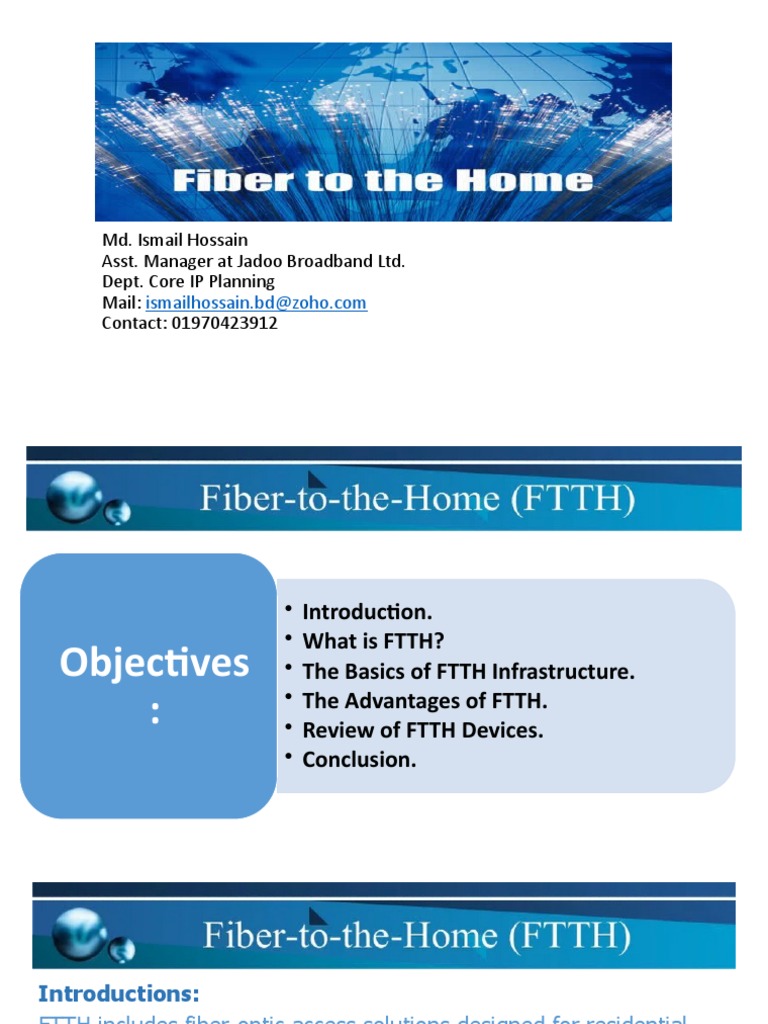 FTTH Benefits and Infrastructure Overview | PDF | Fiber To The X ...