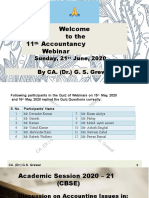 Welcome To The 11 Accountancy Webinar: by CA. (DR.) G. S. Grewal Sunday, 21 June, 2020