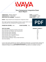 Avaya Aura® Core Components Integration Exam Score Report: Passing Score: Your Score: Grade