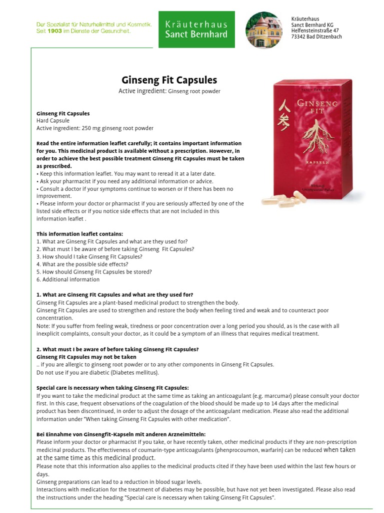Ginseng Leaflet Dose (Biochemistry) Adverse Effect