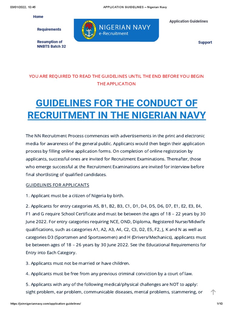Application Guidelines - Nigerian Navy | PDF | Science | Christianity