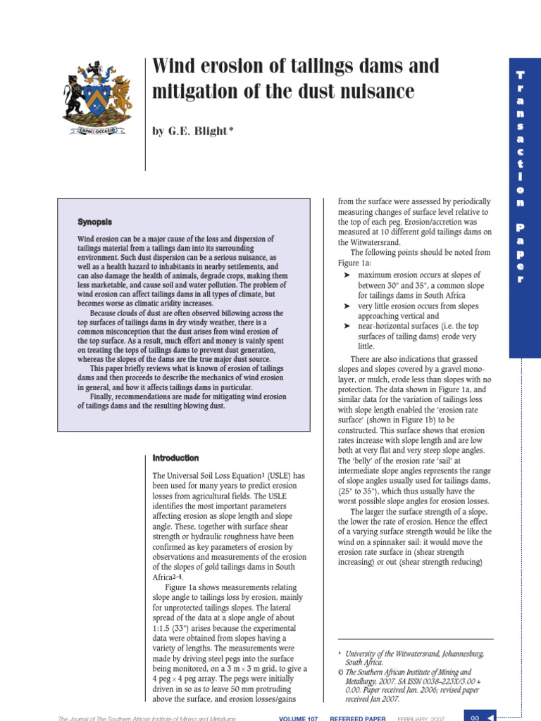 Wind Erosion of Tail Dams | PDF | Wound | Erosion