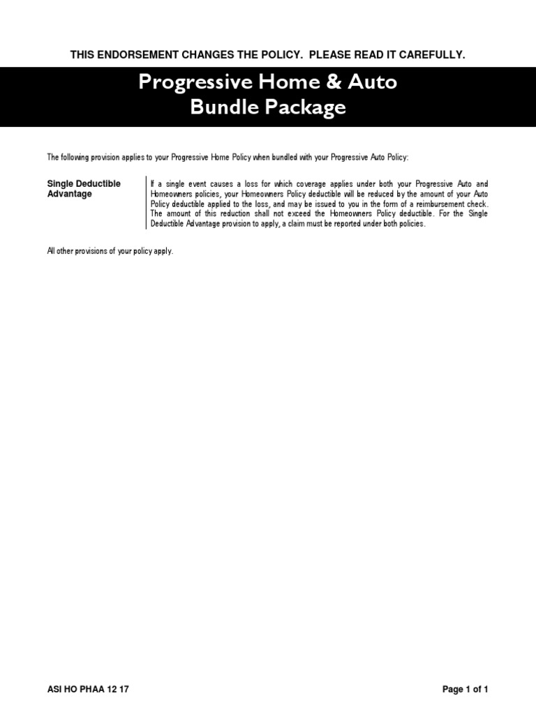 Progressive Home & Auto Bundle Package: This Endorsement Changes The ...