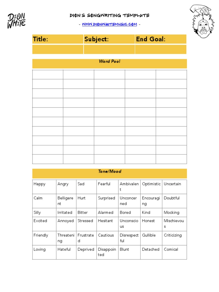 Dion's Songwriting Template Guide | PDF | Song Structure