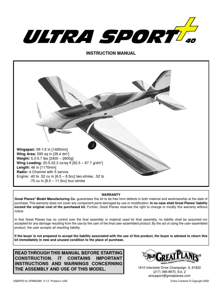 Gpma0390 Manual v1 1 PDF Airplane Landing Gear