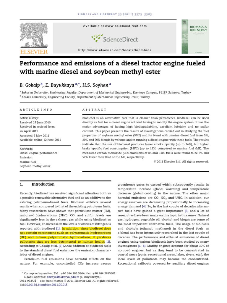 2011 - Performance and Emissions of A Diesel Tractor Engine Fueled With ...