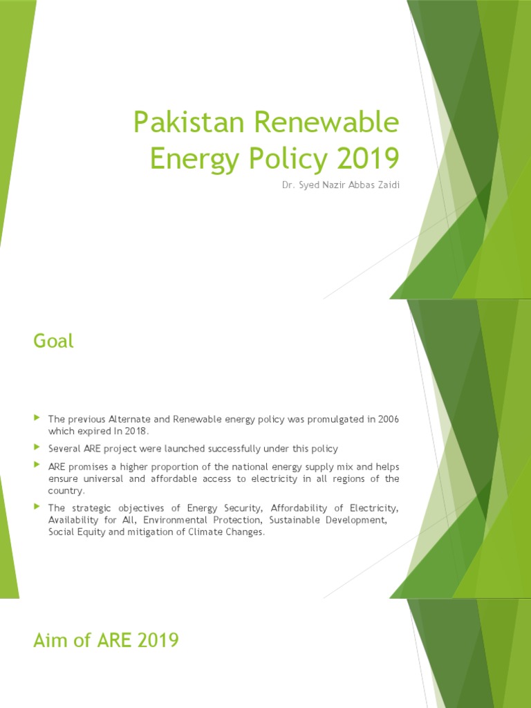 Pakistan Renewable Energy Policy 2019 | PDF | Electrical Grid ...