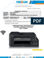 Impresora Multifuncional A4 Sistema Continuo Brother: DCP-T720 W