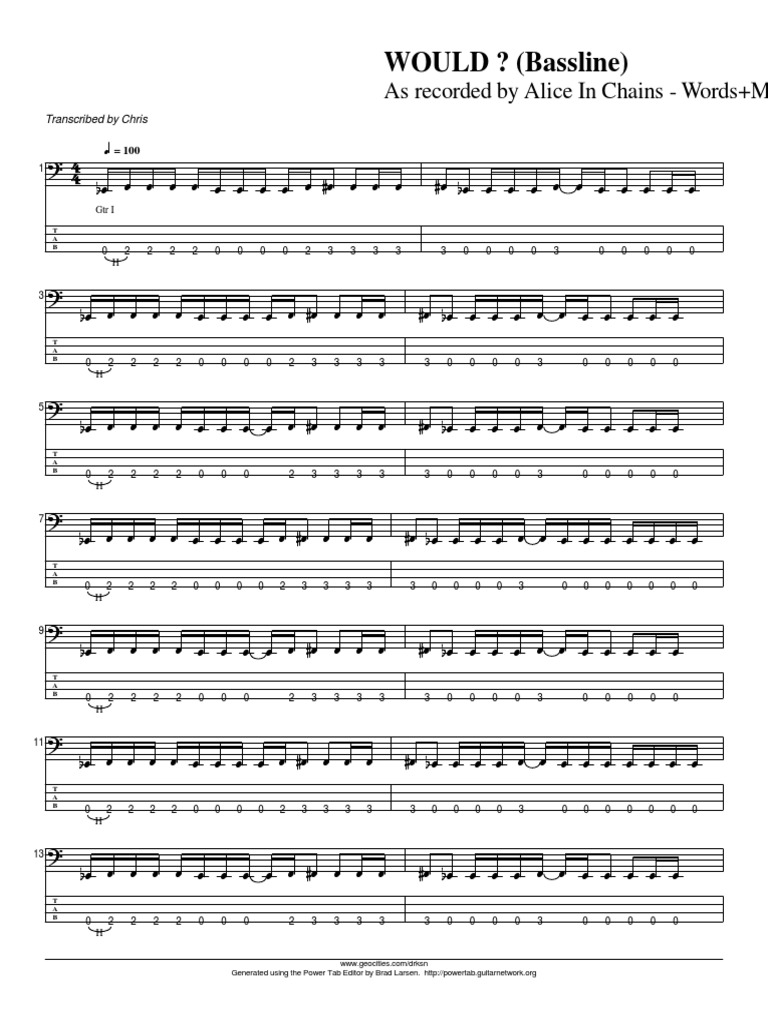 Alice in chains would bass pdf american styles of music