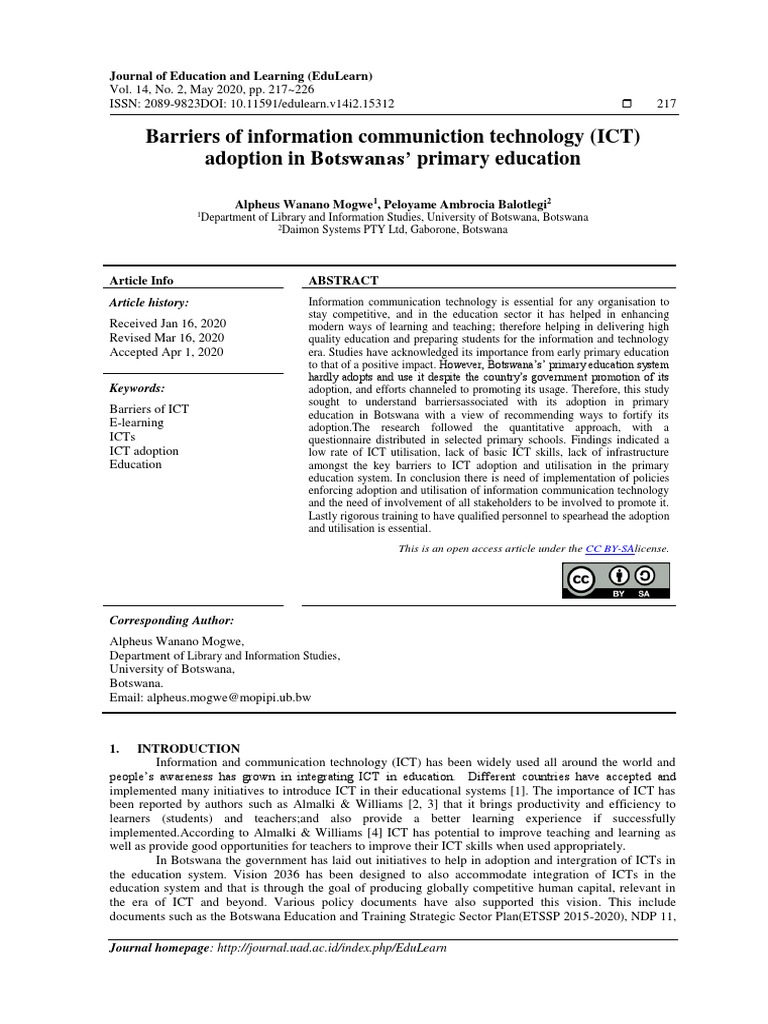 Barriers of Information Communiction Technology (ICT) Adoption in ...