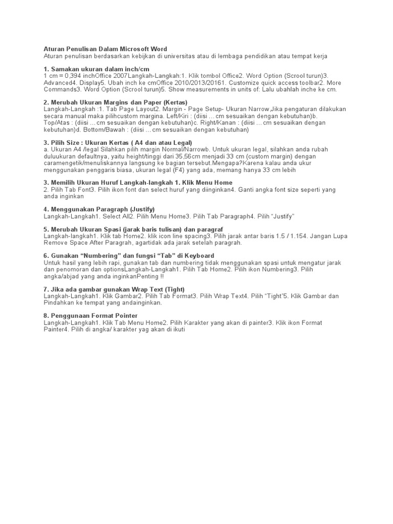 Aturan Penulisan Dalam Microsoft Word | PDF | Komputer