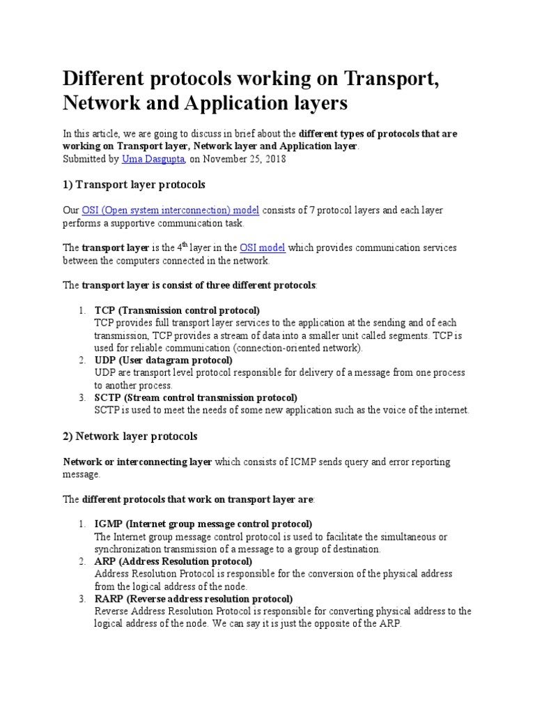 Different Protocols Working | Descargar gratis PDF | Osi Model ...