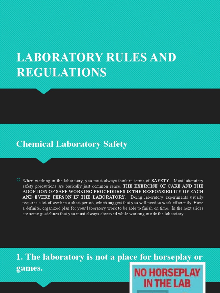 Laboratory Rules and Regulations PDF Personal Protective Equipment Laboratories
