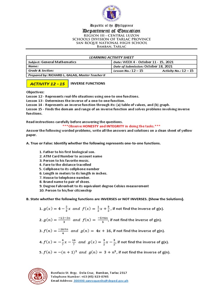Learning Activity Sheet - General Math - Activity 12-15 | PDF ...