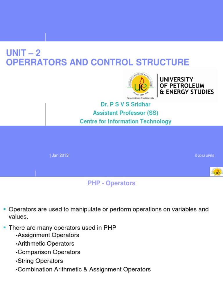 Unit 2 Operators and Control Structures | PDF | Exponential Function ...