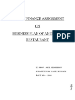 Project Finance Assignment ON Business Plan of An Indian Restaurant