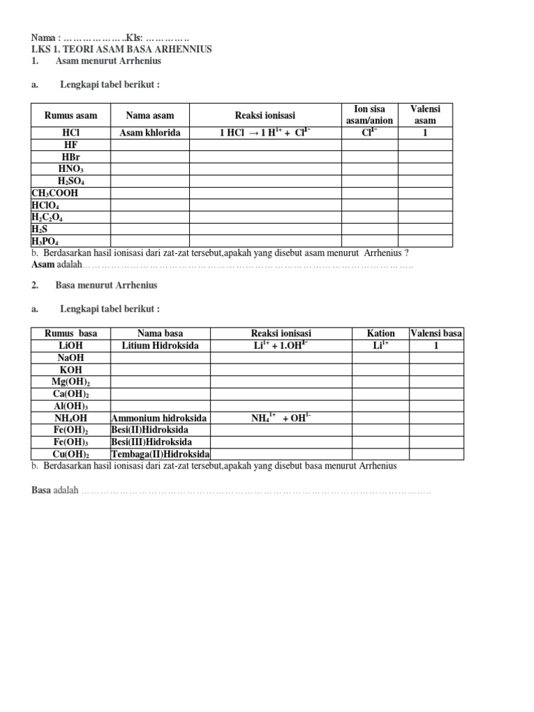 LKS 1 Teori Asam Basa | PDF