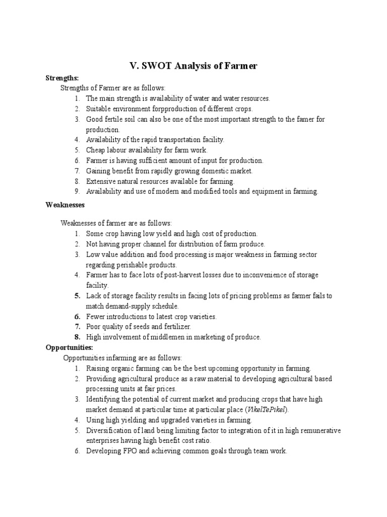 Swot Analysis | PDF | Agriculture | Natural Environment