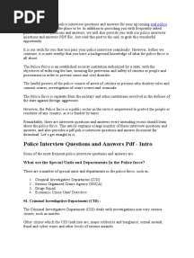 Police Interview Questions and Answers PDF - Intro