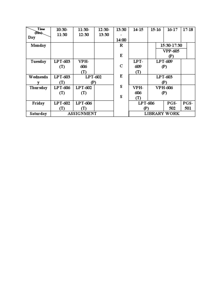 Time Table | PDF